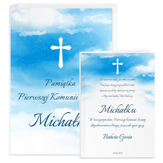 Biblia w etui z nadrukiem dla chłopca na komunię