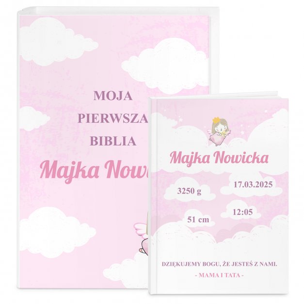 Biblia w etui z nadrukiem dla dziewczynki z okazji narodzin