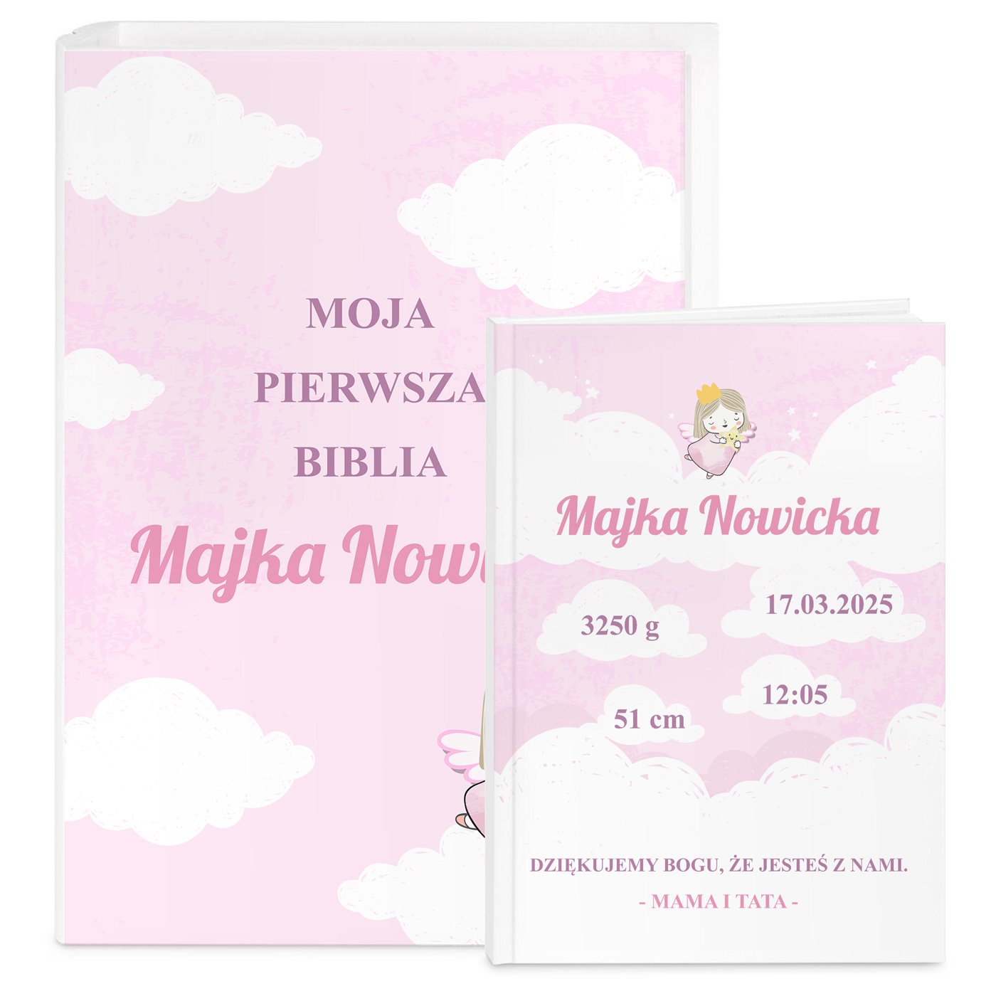 Biblia w etui z nadrukiem dla dziewczynki z okazji narodzin