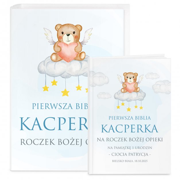 Biblia w etui z nadrukiem dla chłopca na roczek