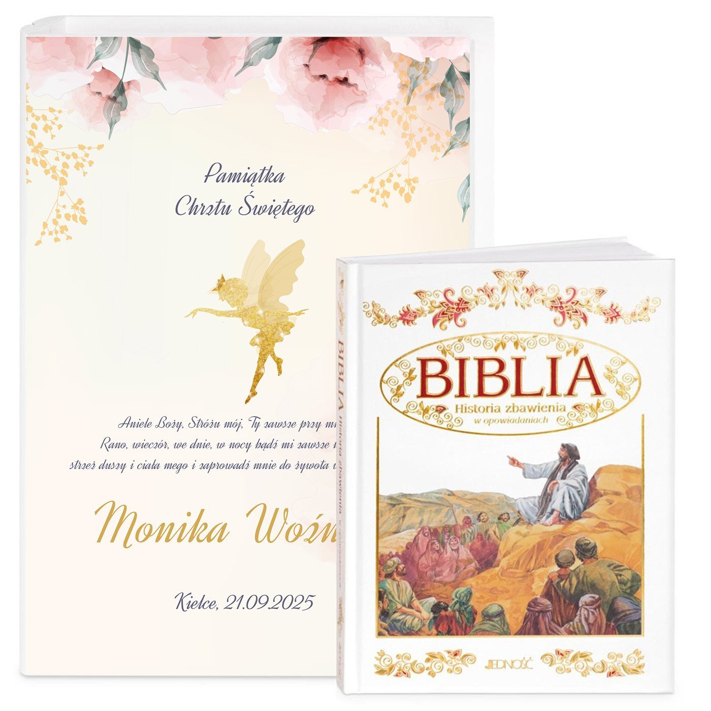 Biblia w etui z nadrukiem dla dziewczynki na chrzest