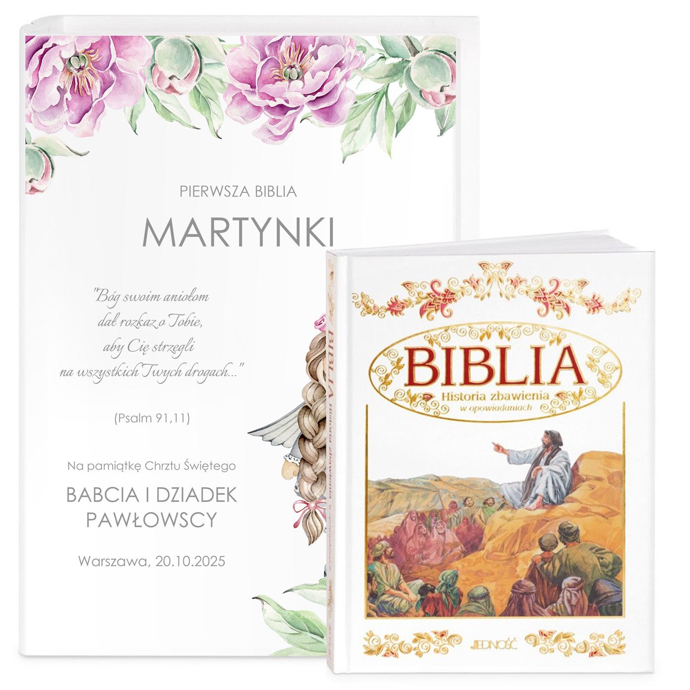 Biblia w etui z nadrukiem dla dziewczynki na chrzest