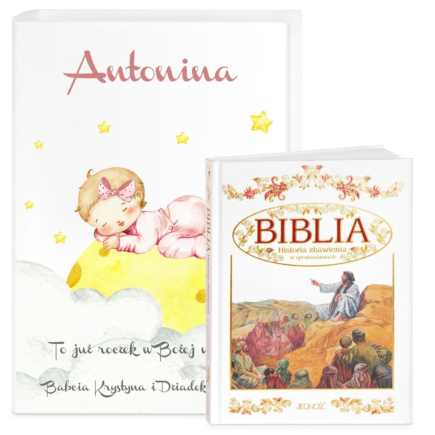 Biblia w etui z nadrukiem dla dziewczynki na roczek