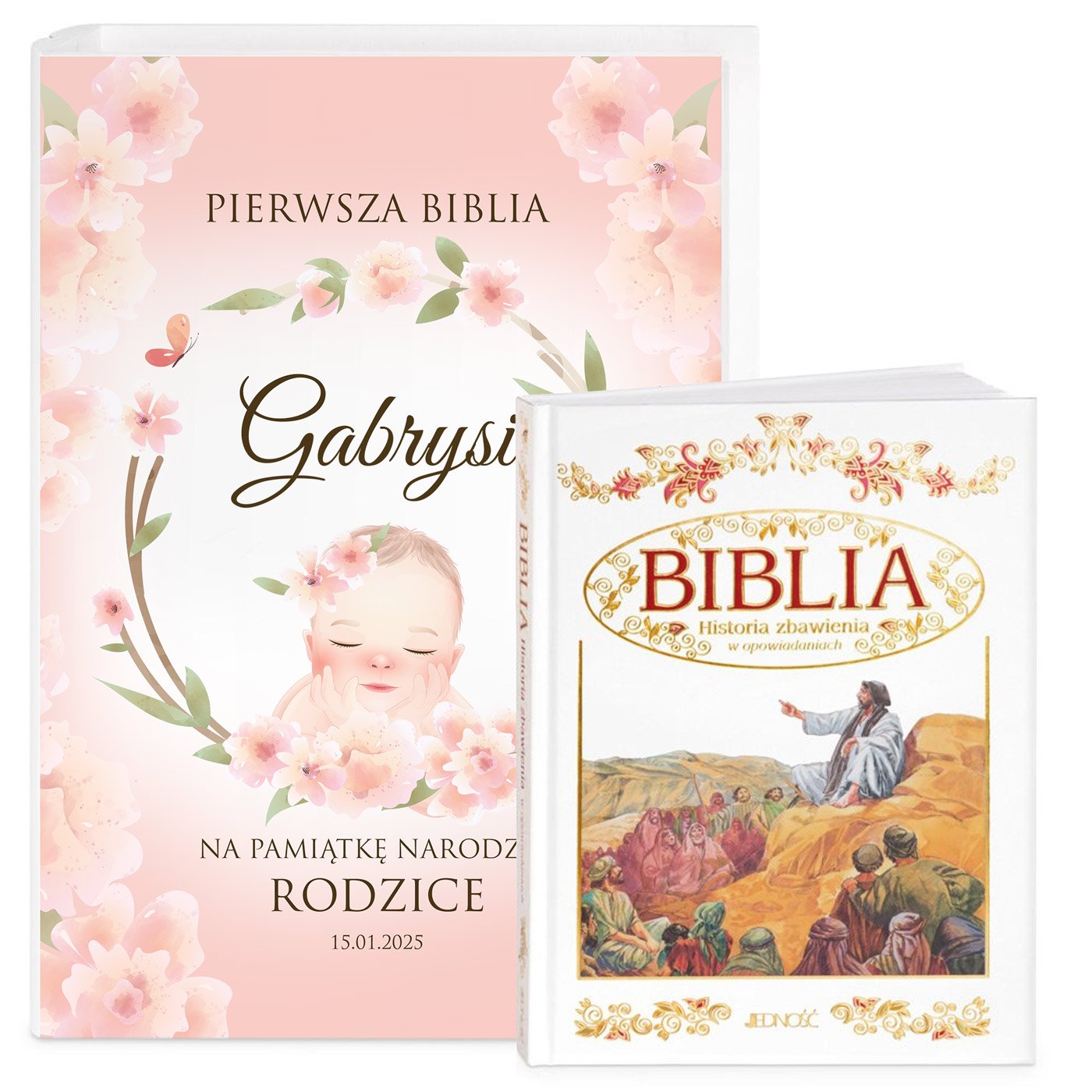 Biblia w etui z nadrukiem dla dziewczynki z okazji narodzin