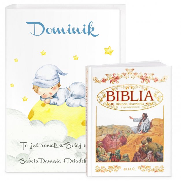 Biblia w etui z nadrukiem dla chłopca na roczek