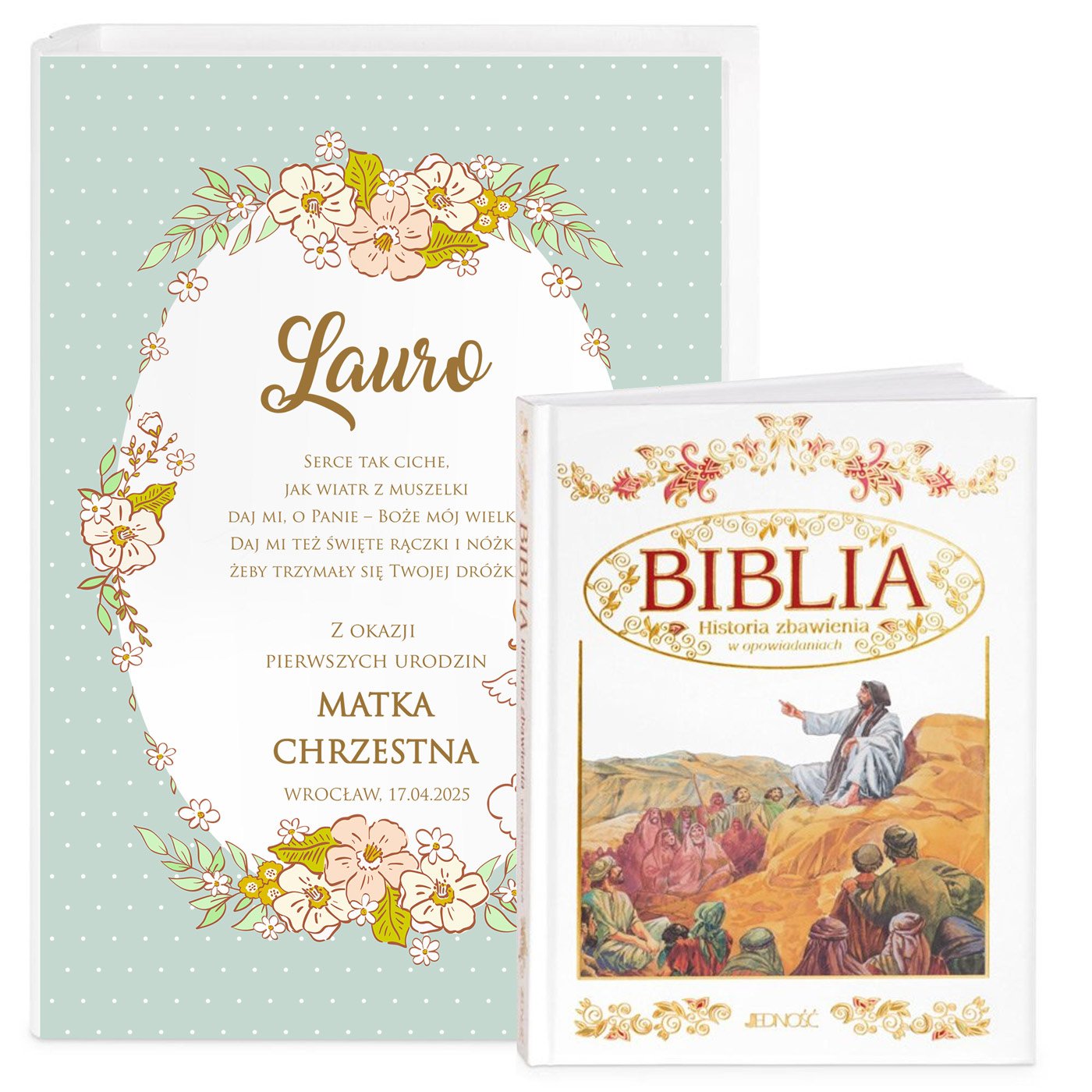 Biblia w etui z nadrukiem dla dziewczynki na roczek