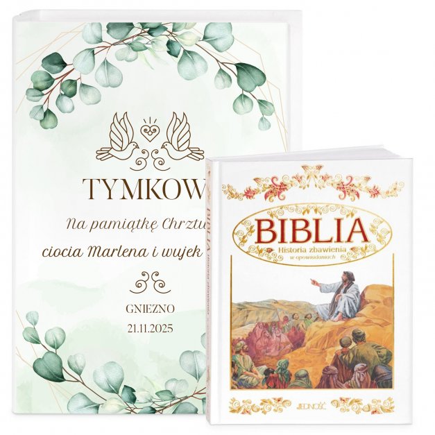 Biblia w etui z nadrukiem dla chłopca na chrzest