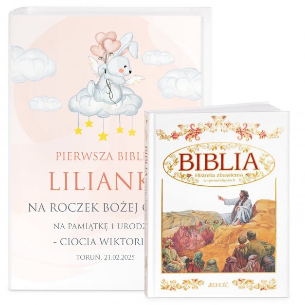 Biblia w etui z nadrukiem dla dziewczynki na roczek