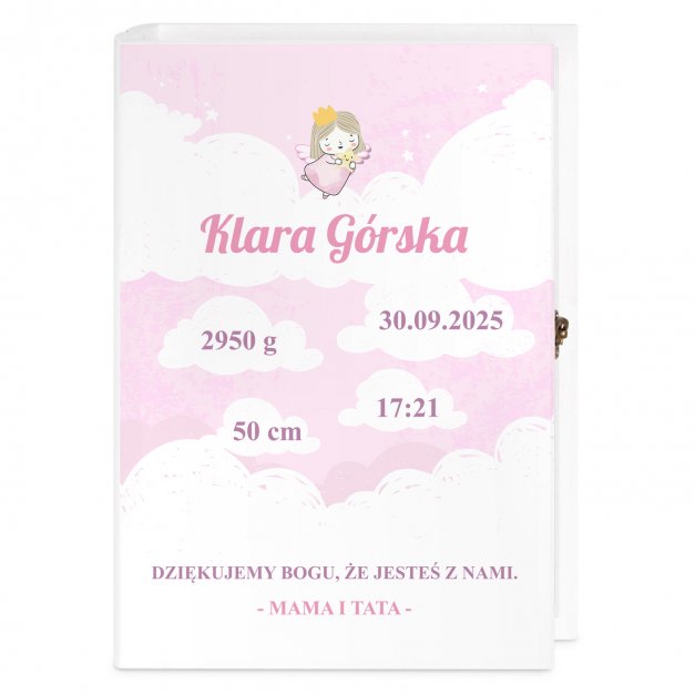 Biblia w etui z nadrukiem dla dziewczynki z okazji narodzin
