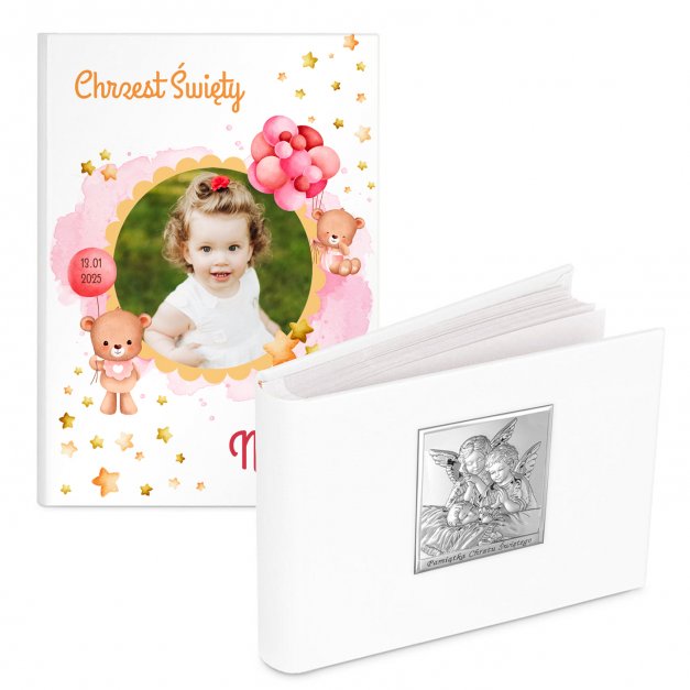 Album na zdjęcia w etui z Twoim zdjęciem dla dziewczynki na chrzest