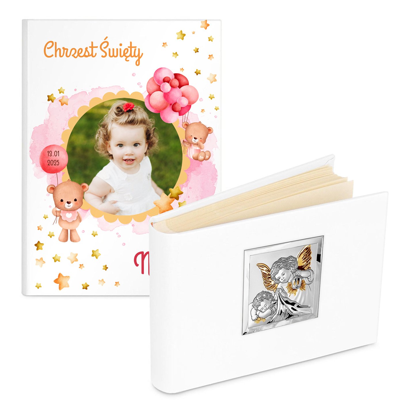 Album na zdjcia w etui z Twoim zdjciem dla dziewczynki na chrzest