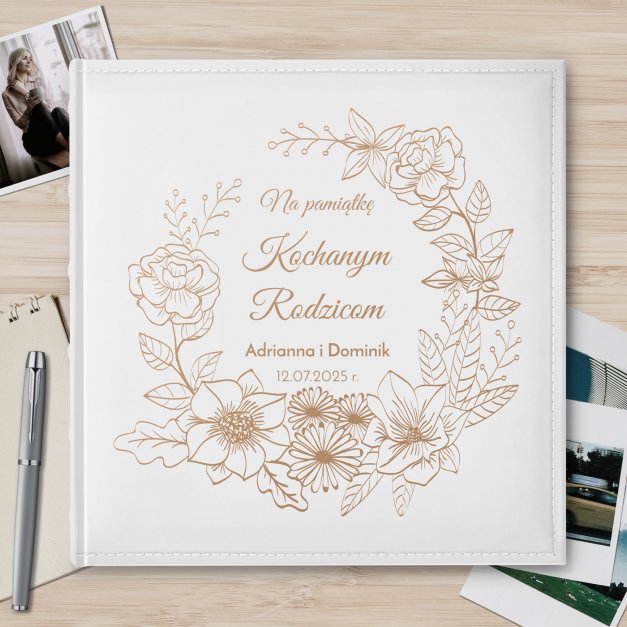 Duży album na zdjęcia z nadrukiem dla rodziców na podziękowanie ślubne rocznicę ślubu