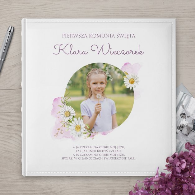 Duży album na zdjęcia z Twoim zdjęciem dla dziewczynki na komunię