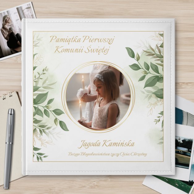 Duży album na zdjęcia z Twoim zdjęciem dla dziewczynki na komunię