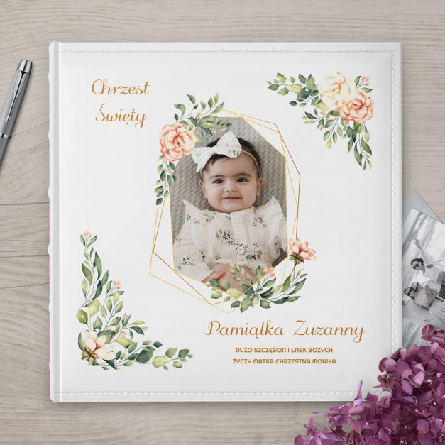 Duży album na zdjęcia z Twoim zdjęciem dla dziewczynki na chrzest