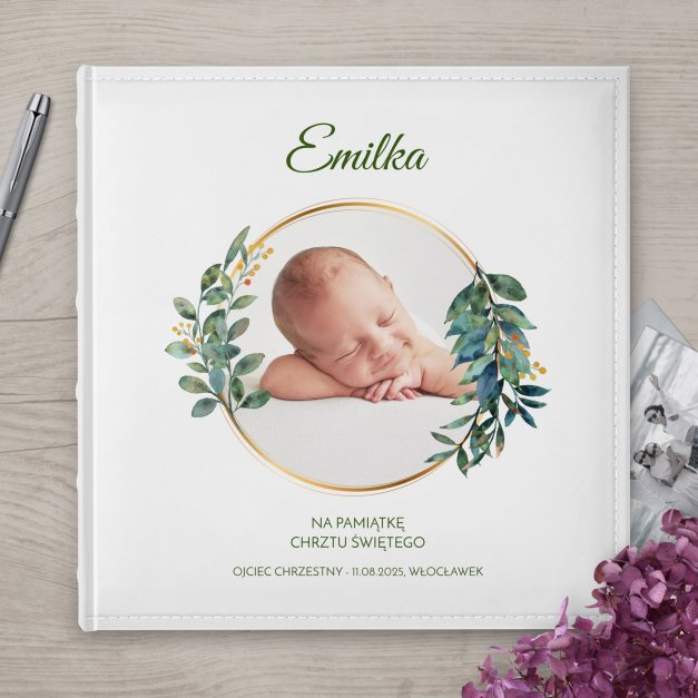 Duży album na zdjęcia z Twoim zdjęciem dla dziewczynki na chrzest