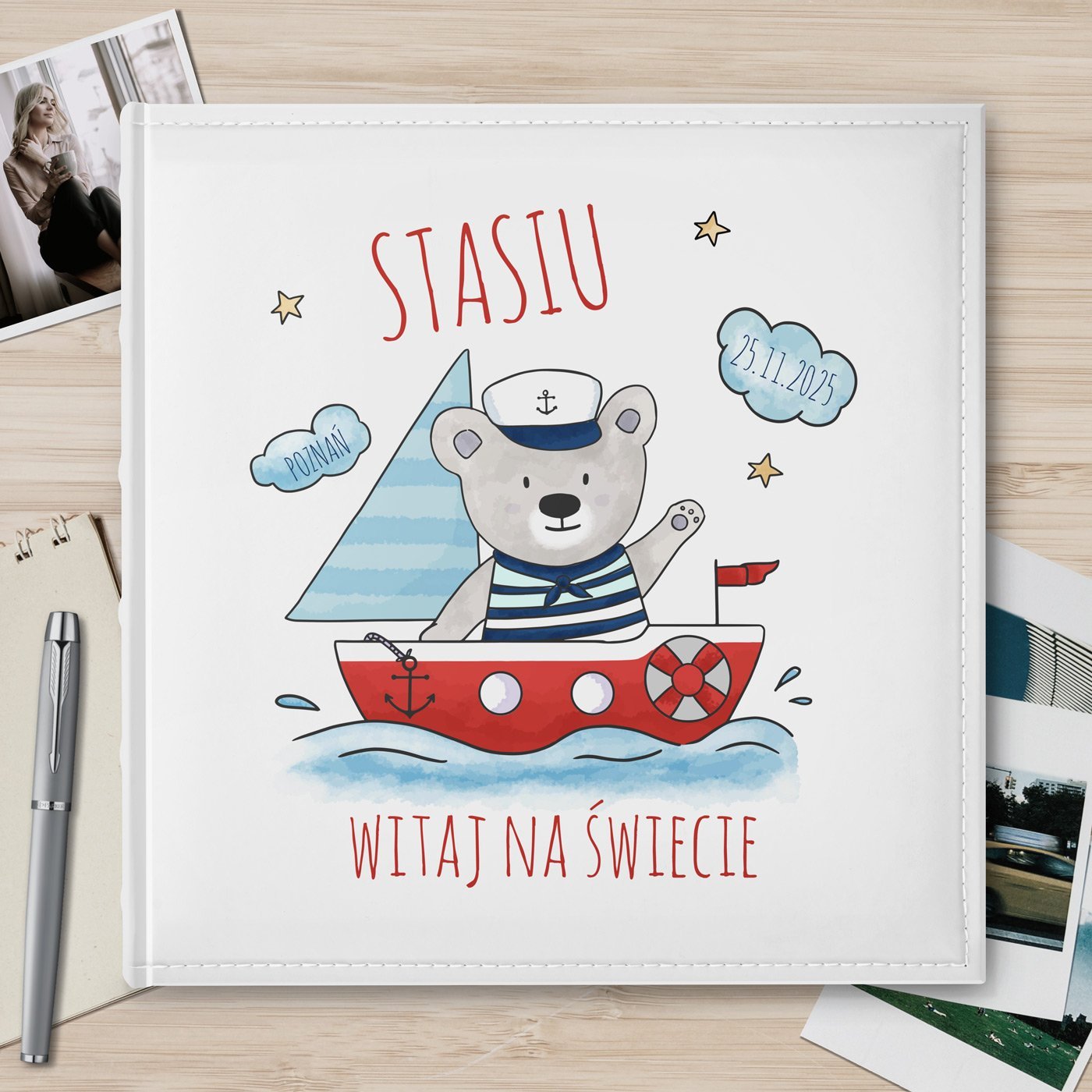 Duy album na zdjcia z nadrukiem dla chopca z okazji narodzin