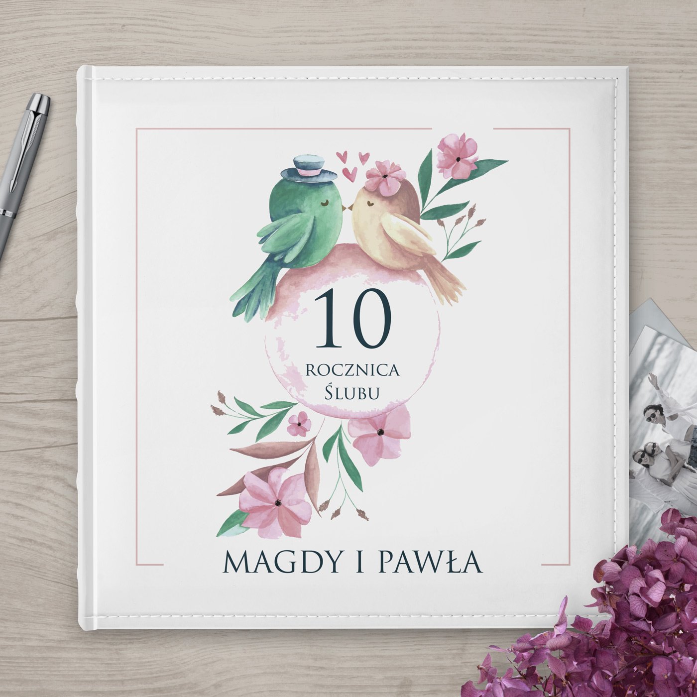 Duy album na zdjcia z nadrukiem dla pary na 10 rocznic lubu