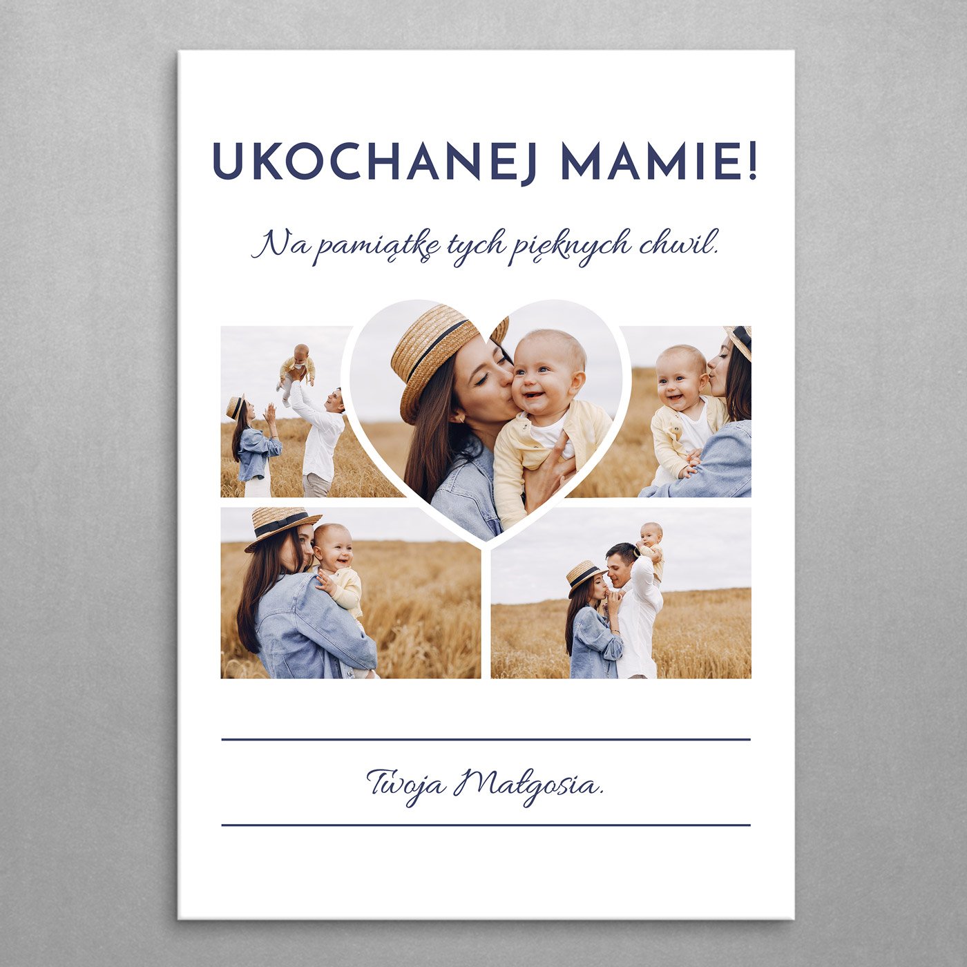 Plakat metalowy personalizowany M z kolaem zdj dla mamy