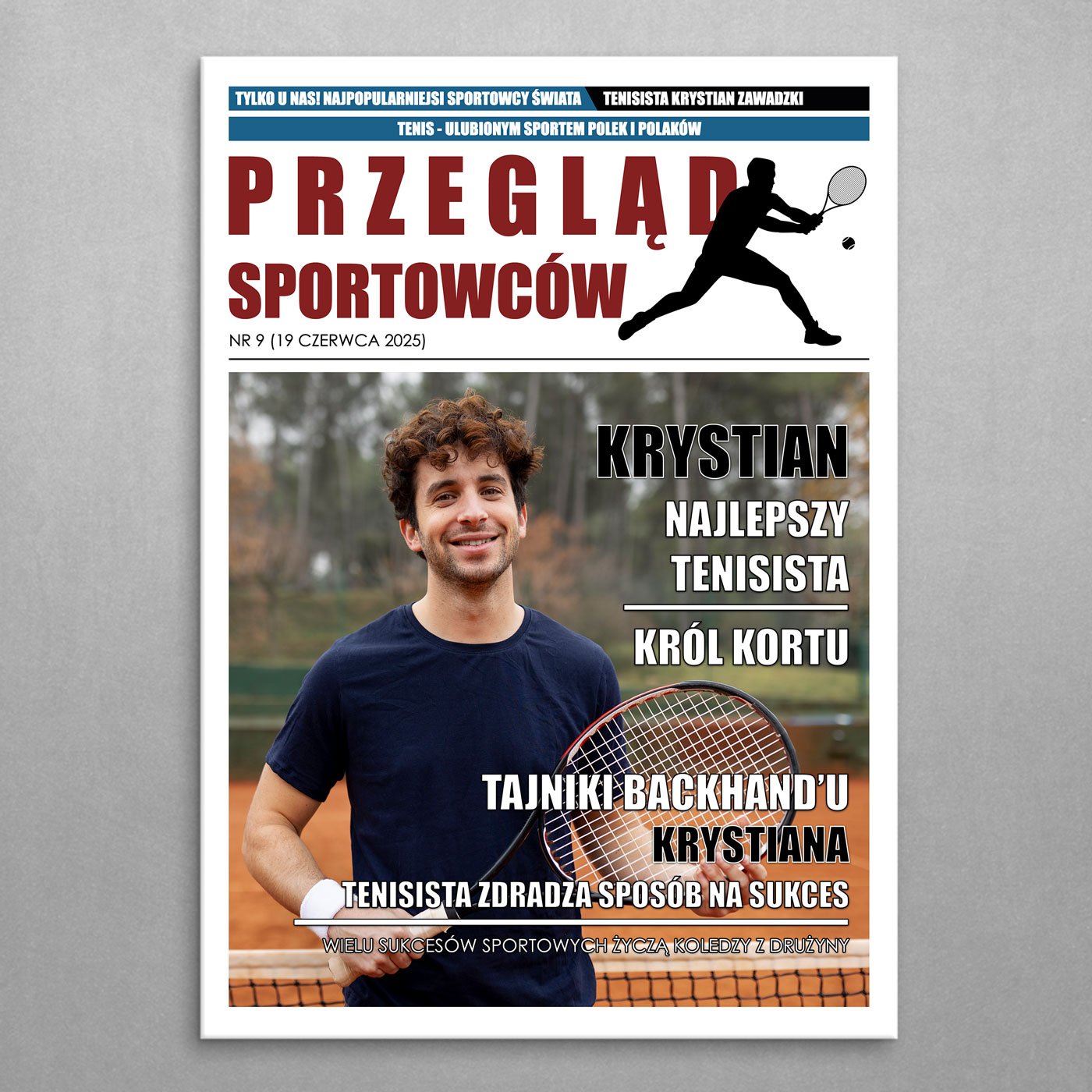 Plakat metalowy personalizowany M ze zdjciem Przegld Sportowcw dla tenisisty kolegi
