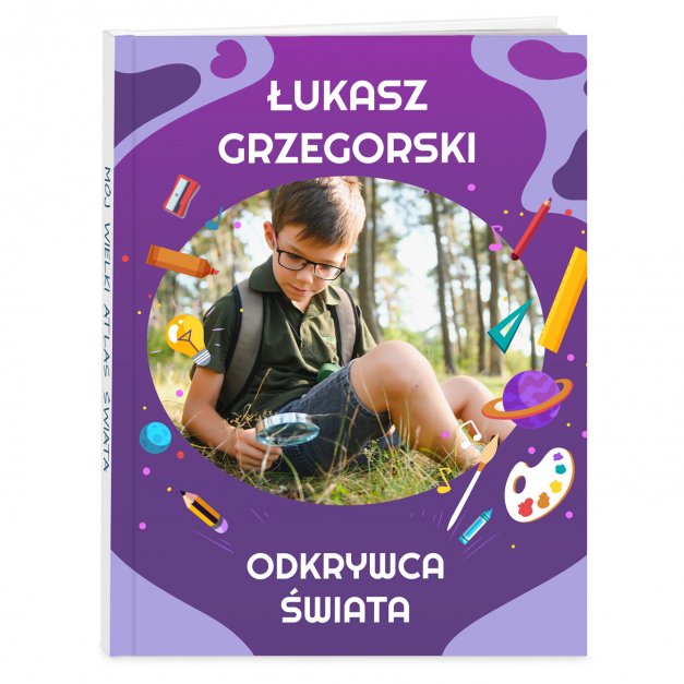 Atlas geograficzny z Twoim zdjęciem dla chłopca