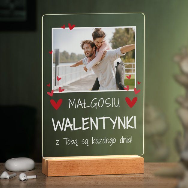 Lampka ramka XL z wydrukiem na szkle akrylowym i podświetleniem LED dla dziewczyny na walentynki