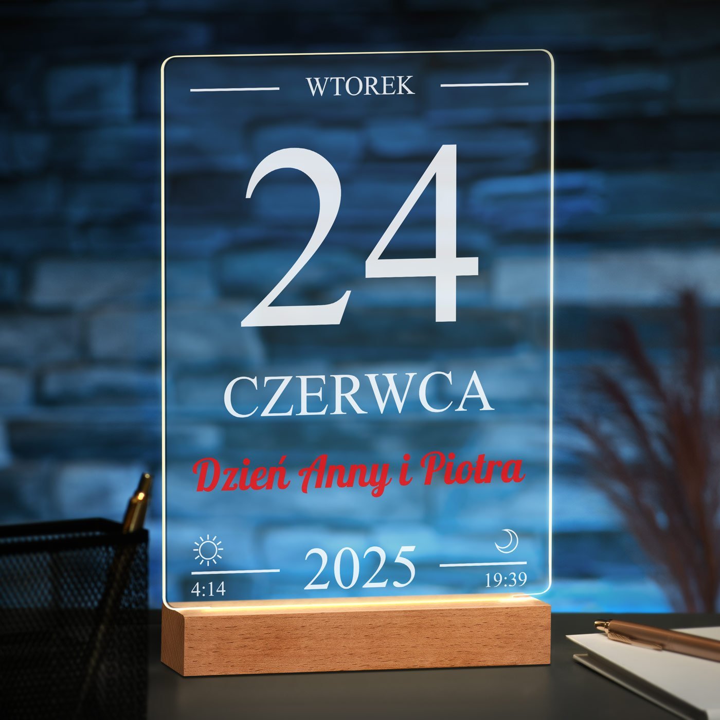 Lampka ramka XL z wydrukiem na szkle akrylowym i podwietleniem LED dla pary na lub rocznic parapetwk