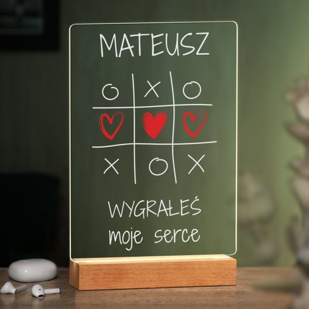 Lampka ramka XL z wydrukiem na szkle akrylowym i podświetleniem LED dla chłopaka narzeczonego męża na walentynki rocznicę