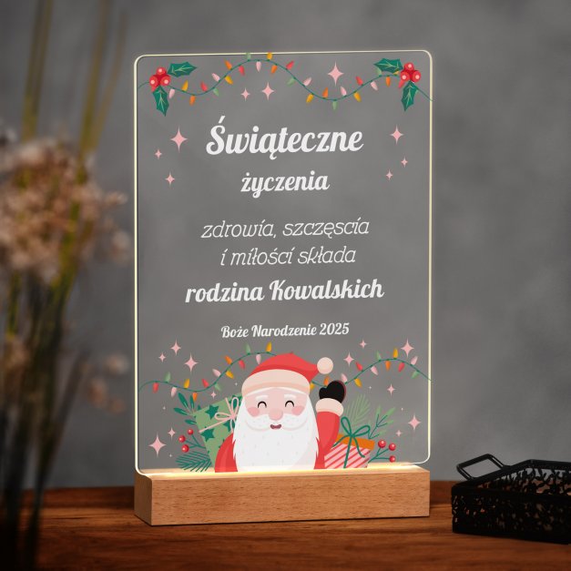 Lampka ramka XL z wydrukiem na szkle akrylowym i podświetleniem LED na świeta