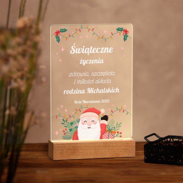 Lampka ramka L z wydrukiem na szkle akrylowym i podświetleniem LED na święta