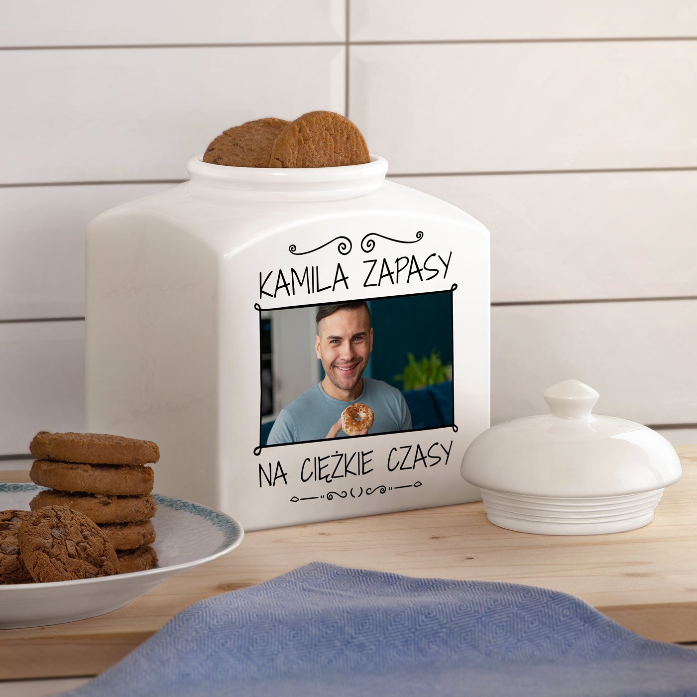 Soik ceramiczny na ciastka z Twoim zdjciem dla niego na imieniny