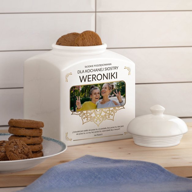Słoik ceramiczny na ciastka z Twoim zdjęciem dla siostry