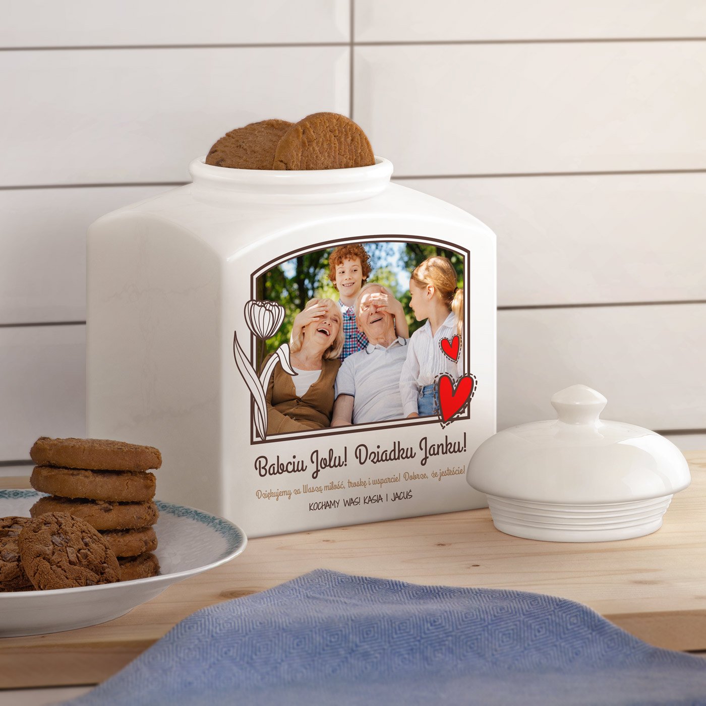 Soik ceramiczny na ciastka z Twoim zdjciem dla dziadkw na Dzie Babci i Dzie Dziadka