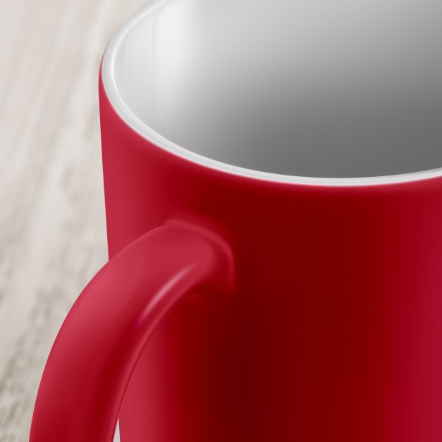 Kubek ceramiczny czerwony z białym środkiem z grawerem dla kawosza na urodziny
