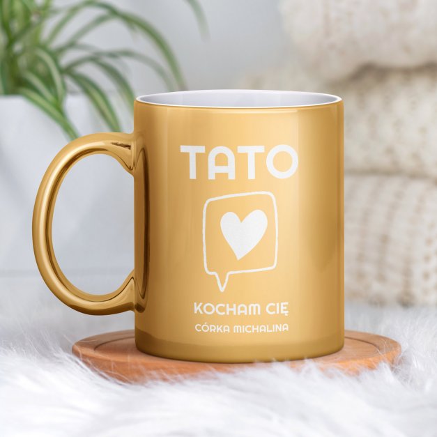 Kubek ceramiczny złoty z grawerem dla taty