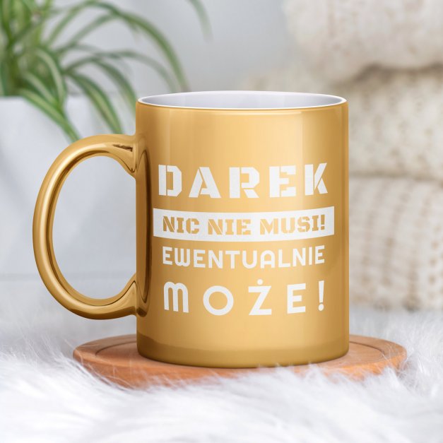 Kubek ceramiczny złoty z grawerem dla niego emeryta na imieniny