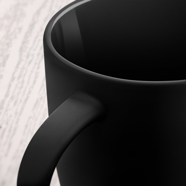Kubek ceramiczny czarny środek czarny z grawerem dla księgowej z okazji imienin awansu w pracy