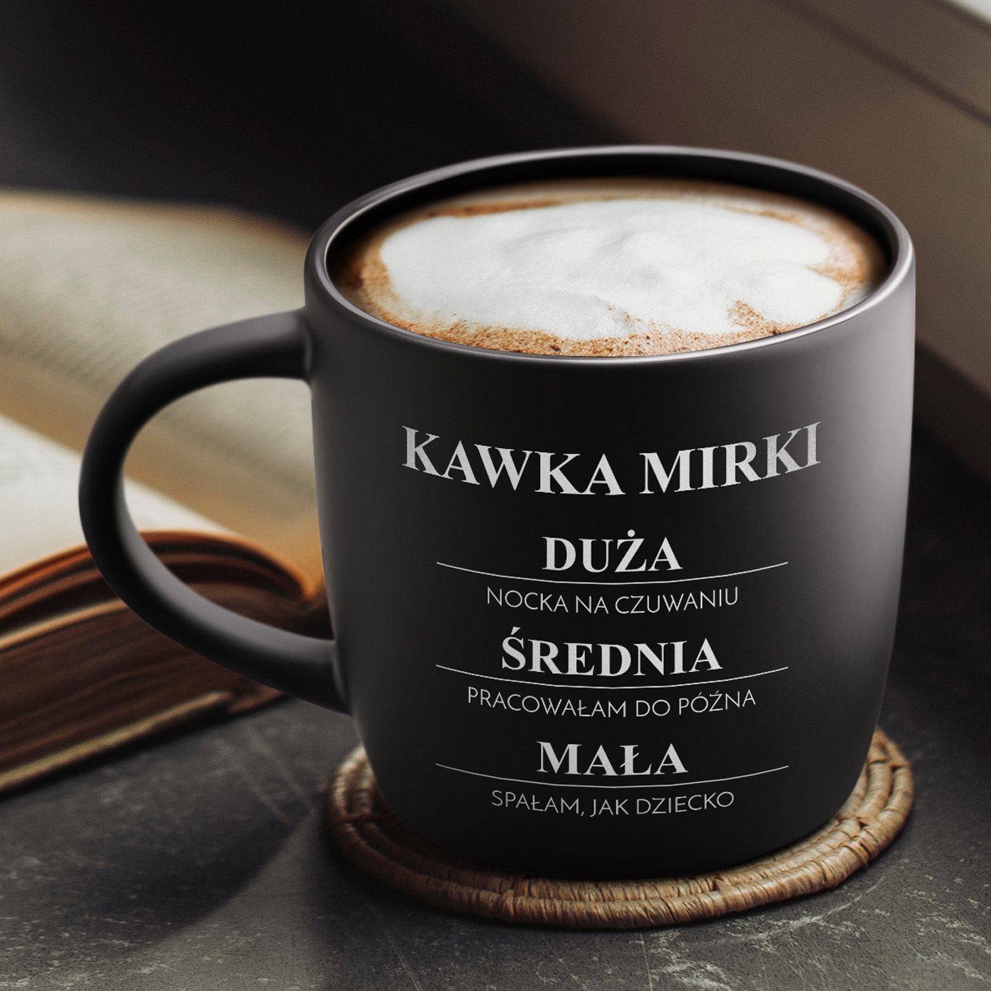 Kubek ceramiczny czarny rodek czarny z grawerem dla niej lekarki pielgniarki na imieniny
