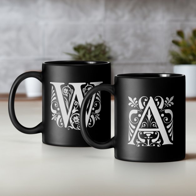 Kubki ceramiczne czarne matowe x2 zestaw z grawerem dla pary na ślub rocznicę parapetówkę