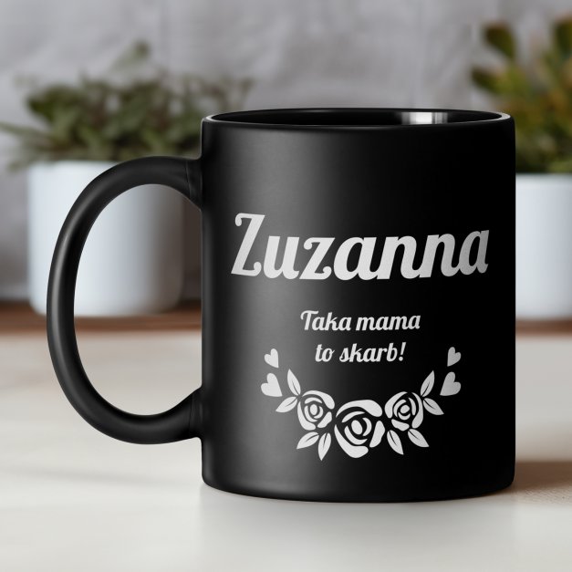 Kubek ceramiczny czarny matowy z grawerem dla mamy