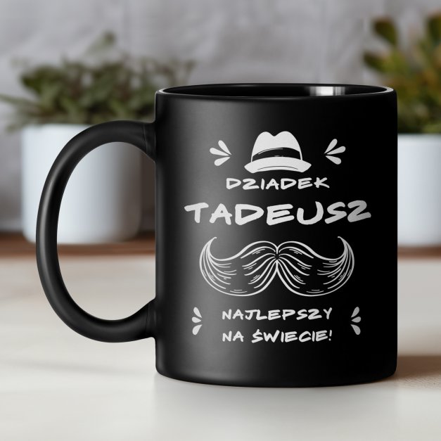 Kubek ceramiczny czarny matowy z grawerem dla dziadka na Dzień Dziadka