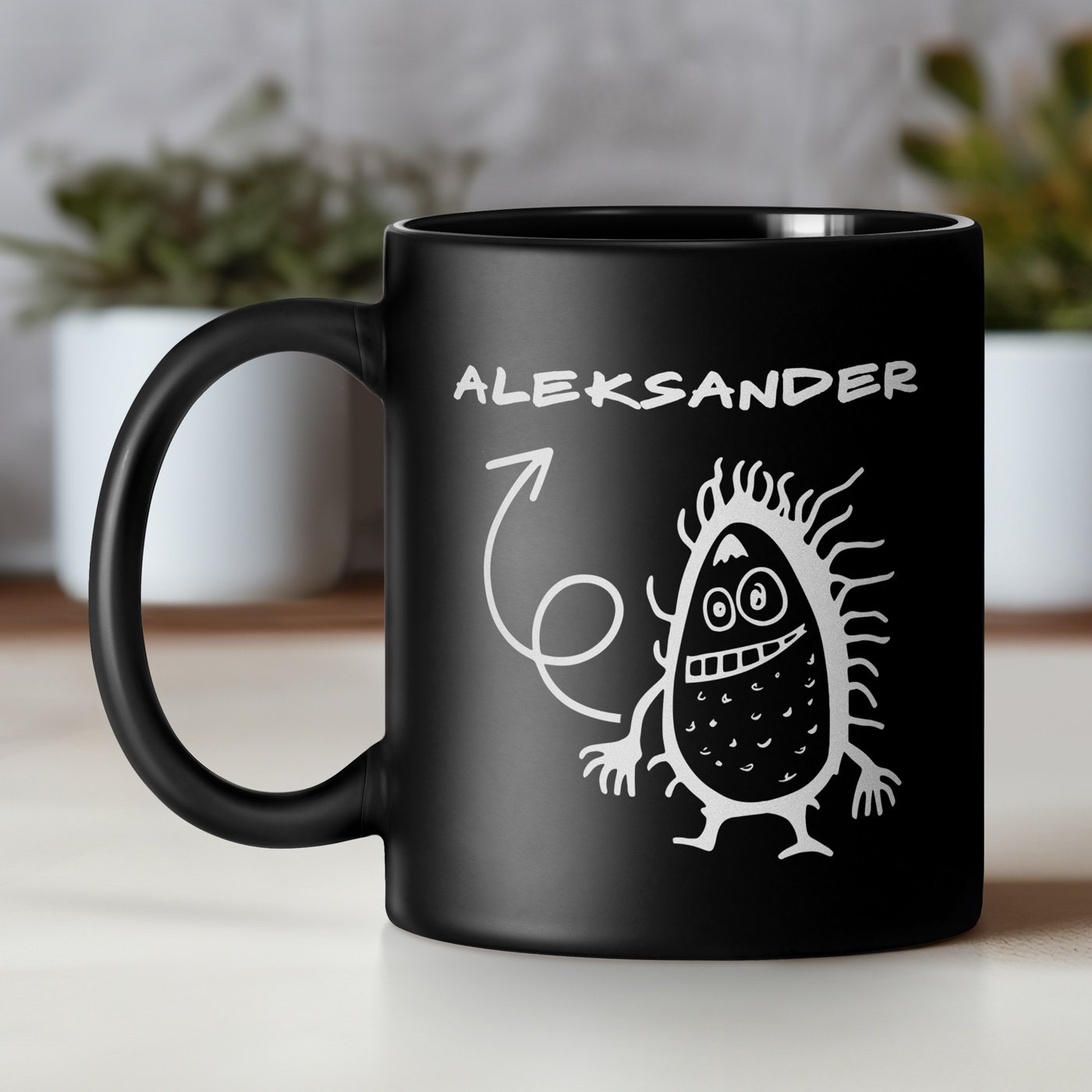 Kubek ceramiczny czarny matowy z grawerem dla niego na imieniny