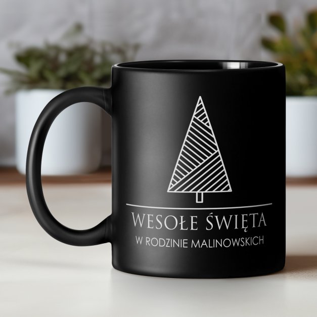 Kubek ceramiczny czarny matowy z grawerem dla pary na święta