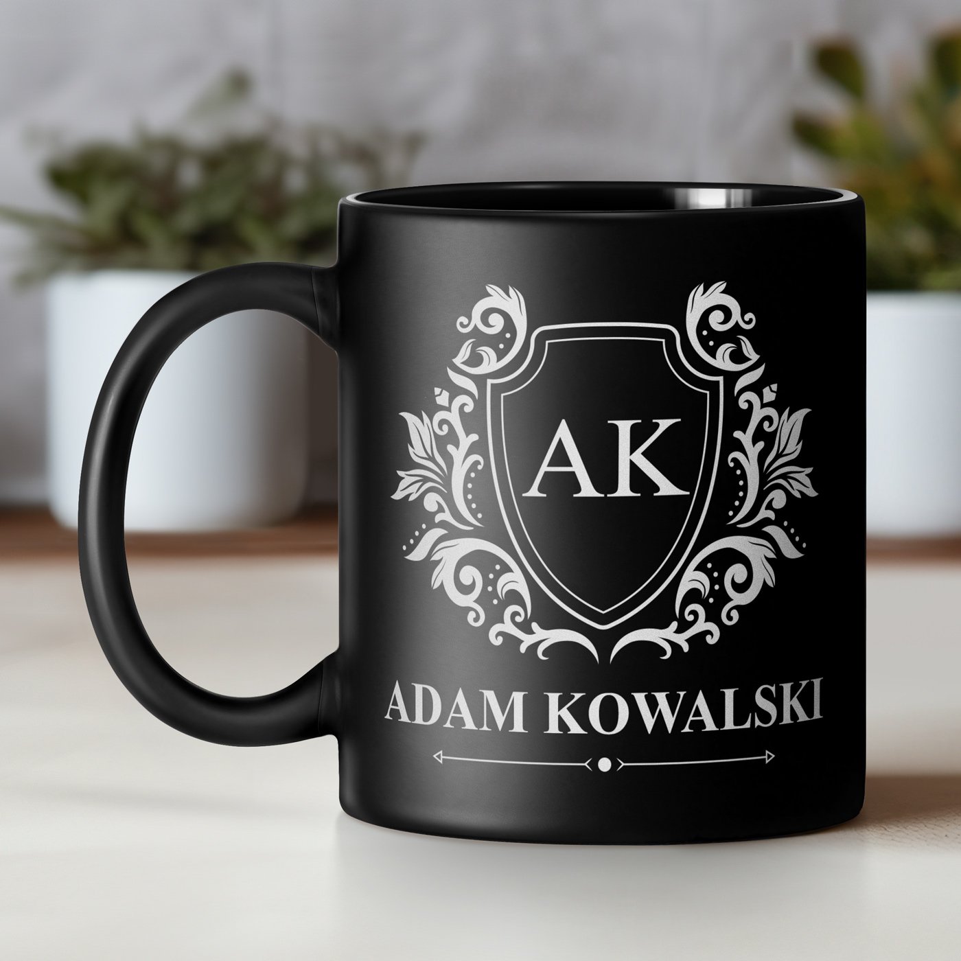 Kubek ceramiczny czarny matowy z grawerem dla gentlemana
