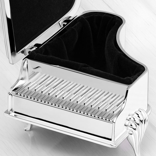 Szkatułka posrebrzana fortepian z grawerem dla magistra na absolutorium
