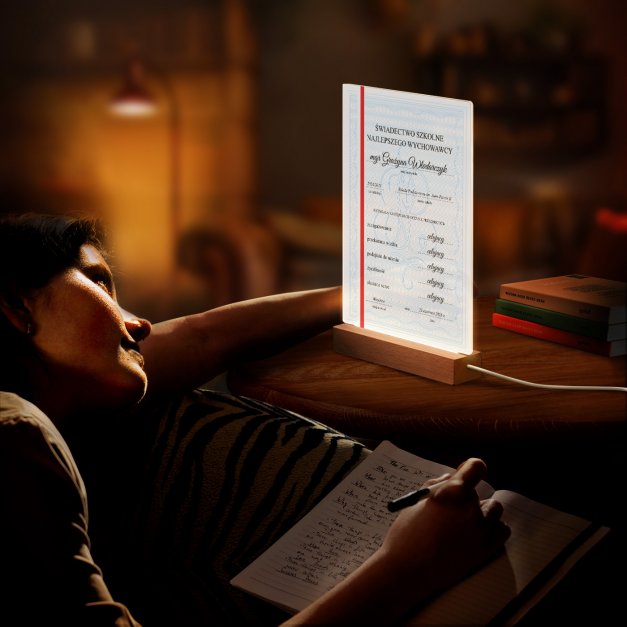 Lampka ramka XL z wydrukiem na szkle akrylowym i podświetleniem LED dla wychowawczyni