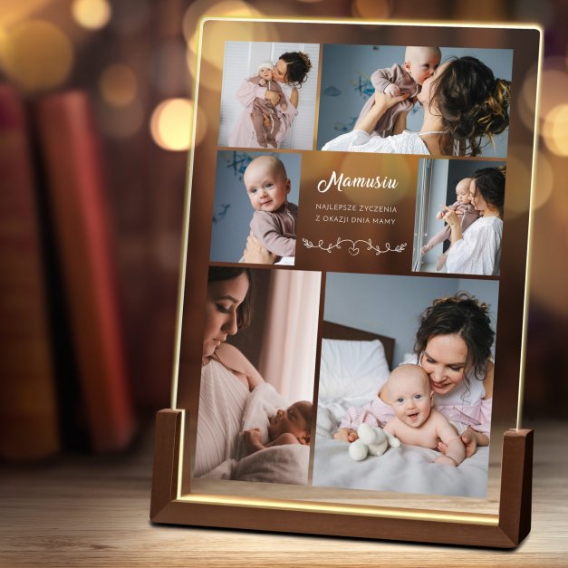Lampka LED XL z nadrukiem na szkle akrylowym dla mamy na Dzień Matki