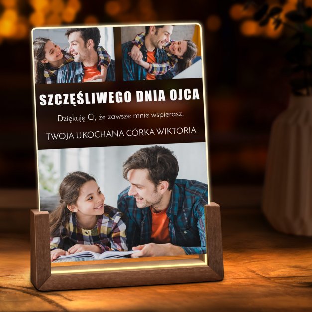Lampka LED L z nadrukiem na szkle akrylowym dla taty na Dzień Ojca