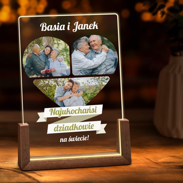 Lampka LED L z nadrukiem na szkle akrylowym dla dziadków na Dzień Babci i Dzień Dziadka