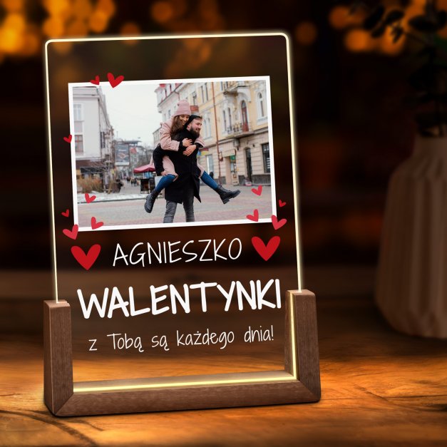 Lampka LED L z nadrukiem na szkle akrylowym dla dziewczyny żony na walentynki